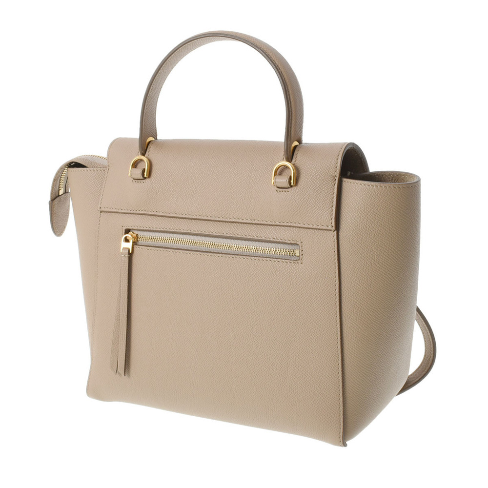 Celine Bag Taupe Belt Calfskin Handbag Grained Gray